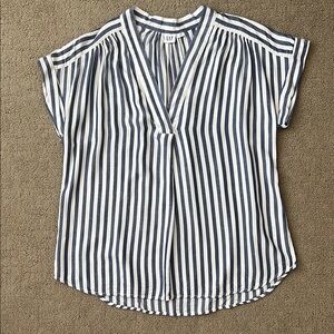 GAP Women's Navy and White Striped Blouse